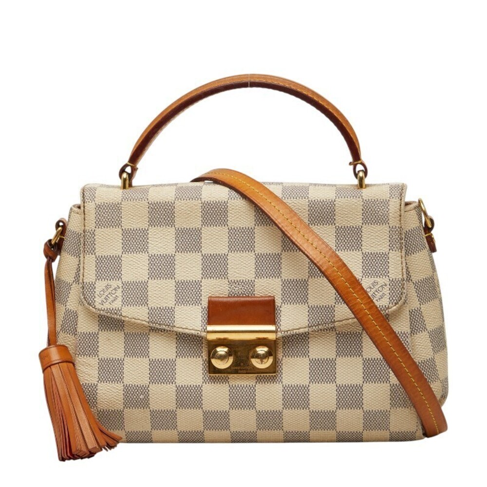 Louis Vuitton Damier Azur White Croisette 2way Shoulder Bag White Leather